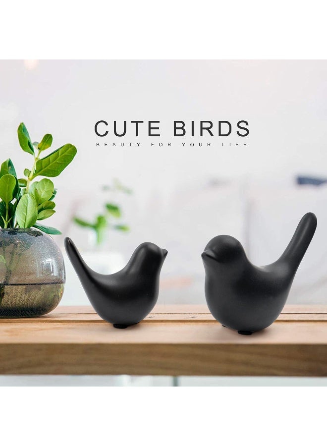 Notakia Small Birds Statues Home Decor Modern Style Decorative Ornaments for Living Room, Bedroom, Office Desktop, Cabinets (Black 2Pcs Birds) - Image 3